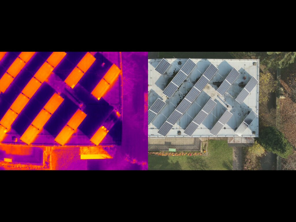 Kontrola panelů dronem s termokamerou